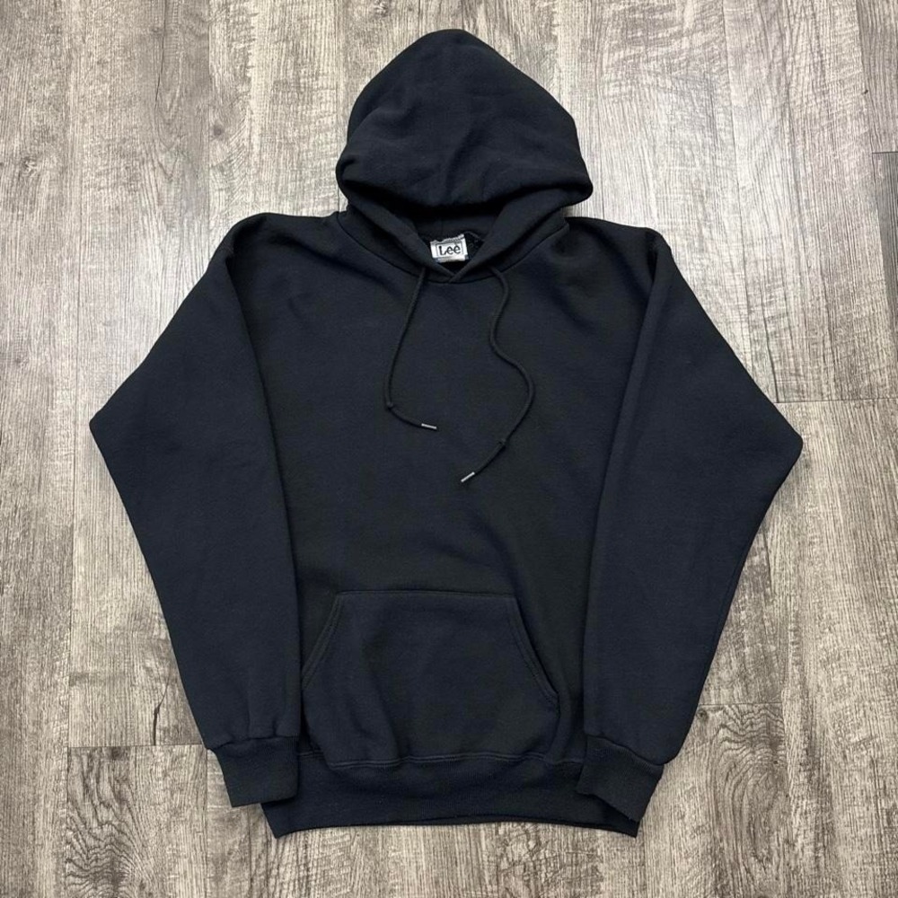 Vintage Lee Black Heavyweight Blank Hoodie Sz L